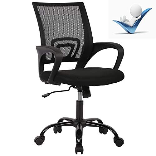 Ergonomic Mid Back Mesh Office Chair - Lumbar Support, Adjustable, Swivel, Rolling, Pink Desk Chair with Arms for Working & Meeting