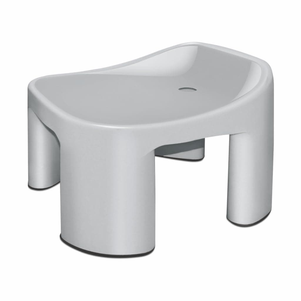 Wellshop Solid Backrest Stool, Multipurpose Use, Home, Living Room, Bedroom, Kitchen, Bathing, Sitting LT Grey Colour Stool