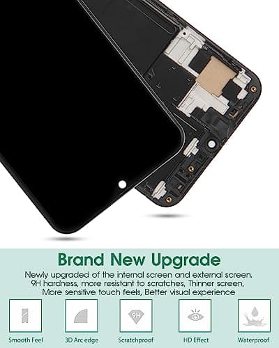 OLED For Samsung A50S Screen Replacement for Samsung Galaxy A50 LCD Display A505F/DS A505G/DS SM-A505 A505FDS Touch A505 A507 Screen SM-A507F, SM-A507FN, SM-A5070 Digitizer Assembly (Black+ Frame)
