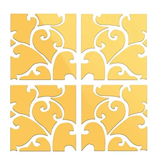 kucoolou 32pcs/Set 3D DIY Mirror Sticker Wall Sticker 3D Mirror Wall Decal Mosaic Room Decorations Modern Self-Adhesive Mirror Stickers (Gold)