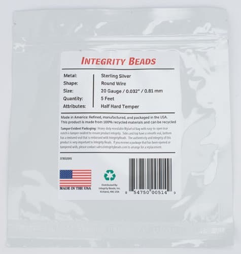 Sterling Silver 20 Gauge Half-Hard Temper Round Wire - 5 Feet