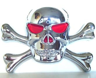 Chrome "Skull & Bones" 3d Adhesive Custom Emblem - Single