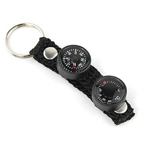 New Mini 2 in 1 Lensatic Compass Thermometer Keychain