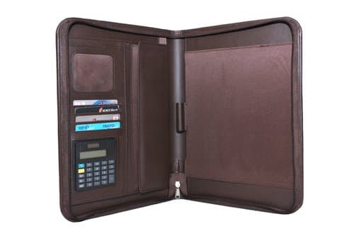 Essart P.U. Leather Conference Folder with Zip Closure - Brown
