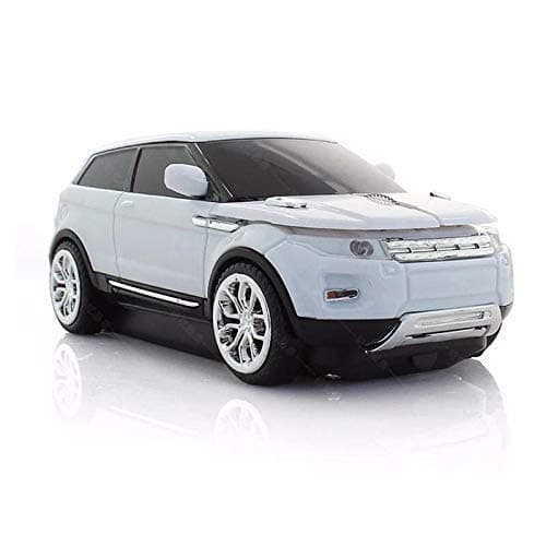 FlysproWireless Mouse - Car Shaped Optical Cordless Computer Mouse with USB Receiver for PC Computer/Laptop/Gaming - 1600 DPI - 3 Buttons - White, Changes Color to Pink and Blue