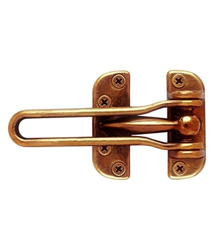 Super Strong, Door Guard/Security Latch for Safe and Secure Home (Antique) Brass