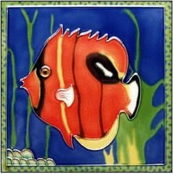 Red Angel Fish Decorative Ceramic Wall Art Tile 8x8