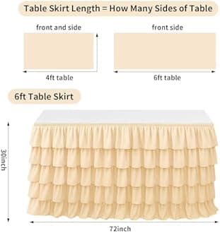 Wokuaile Dark Purple Table Skirt Tutu Ruffled Tablecloth for Classroom Teacher Desk Skirt Back to School Supplies for Princess Girls Birthday Party Cake Dessert Decorations, 6FT