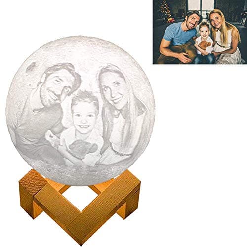 Lutilo 3D Printed Custom Photo Moon Light, 2 Colors Touch Dimmable and Rechargeable Brightness Moon Lamp with Stand, Best Gift for Your Family or Friend