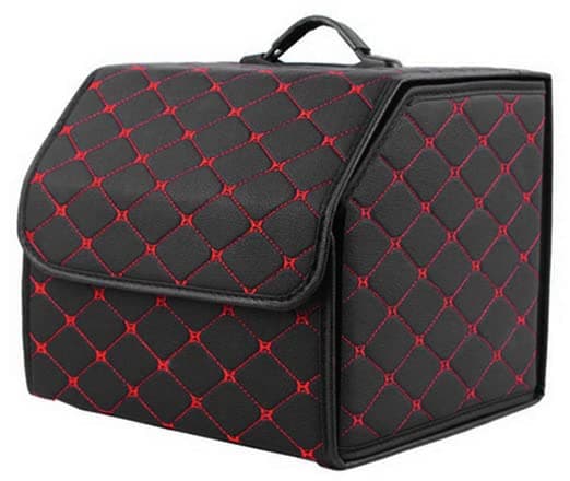 Car Trunk Organizer, Foldable Leather Car Storage Box with Handles, Portable Storage Container for SUV Vans Trunk, Carrier Caddy for Camping Picnic Home Garage (S,13")