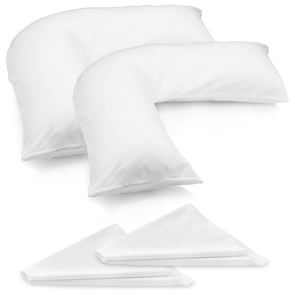 2 Pack Luxury Support V Pillow with Pillowcase. Orthopedic Support Pillow for Neck, Back & Shoulder Maternity & Pregnancy Pillow V Pillow with Microfiber Filling & Machine Washable