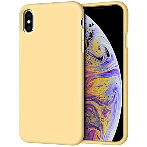 iPhone Xs Max Case, Anuck Soft Silicone Gel Rubber Bumper Case Anti-Scratch Microfiber Lining Hard Shell Shockproof Full-Body Protective Case Cover for Apple iPhone Xs Max 6.5" 2018 - Yellow