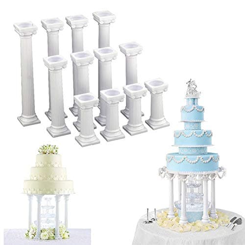 12 Pcs 3 Size Roman Column Cake Stand, Column Cake Tiered Stands Cake Pillars, Fondant Cakes Tier Separator Support Stand