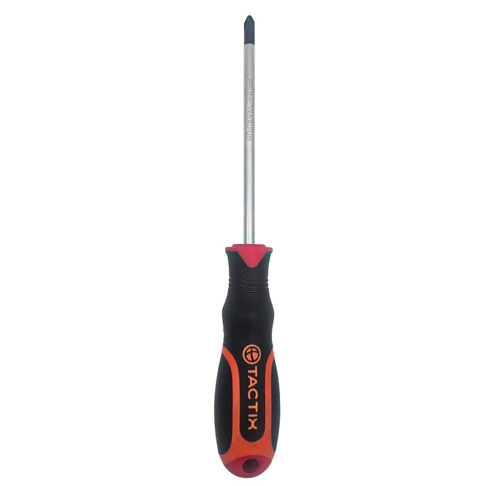 Screwdriver, Phillips Tip #2 X 100mm (4 Inch), Non-Slip 3 Color Bi-Material Handle, Electrician Screwdriver, Magnetic Tip, Durable and Ergonomic Design- 205037