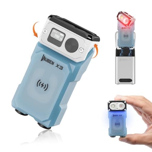 WUBEN X3 Mini Flashlight with Rechargeable Charging Box 180 Degree EDC Keychain Flashlight Twist Ip65 Waterproof Magnet Pocket Flashlight 10 Mode Type-C Lanyard for Camping, Outdoor, Inspection, Gift