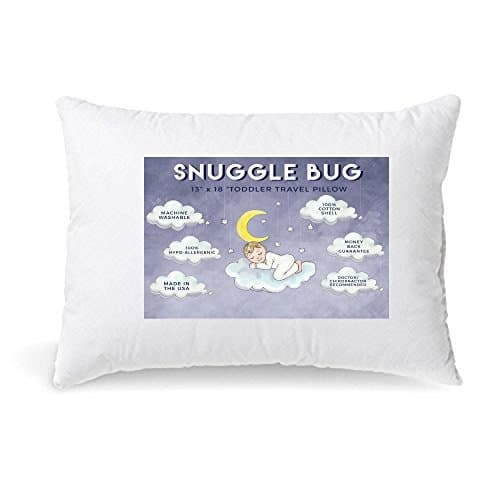 SnuggleBug Toddler Pillow Top Quality & Thread count for Best Naps & Sleep Every Time with Kids Neck Support,Chiropractor Pediatrician Recommended Hypoallergenic Cotton USA MADE