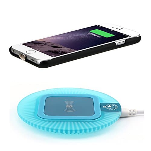 Antye Qi Wireless Charger for iPhone 6 Plus / iPhone 6S Plus, Including Wireless Charging Receiver Case and Wireless Charging Pad Station, Black/Blue