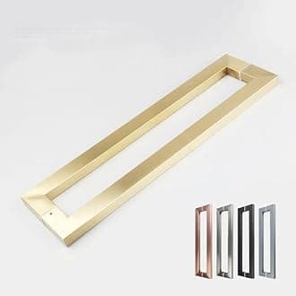 Square Rectangle Flat Shape Bar Stainless Steel Modern Contemporary Entry Door Handle Bar Pull Shower Glass Sliding Barn Door Interior Exterior Door Pull Push Modern Finish. (Gold 48 Inch)