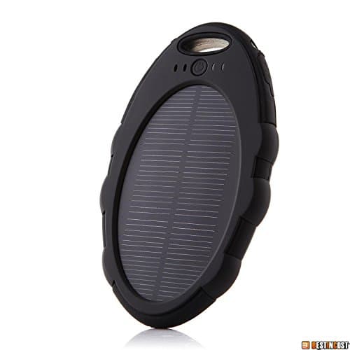 Oval Solar Panel Charger 5000mah Rain-resistant and Dirt/shockproof Dual USB Port Portable Charger Backup External Battery Power Pack for Iphone 5s 5c 5 4s 4, Ipods Samsung Galaxy S5 S4, S3, S2, Note 3, Note 2, Most Kinds of Android Smart Phones ,Windows Phone and More Other Devices (Black)