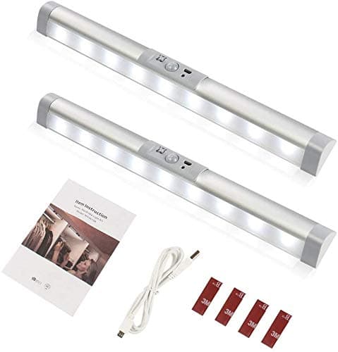 [2Pack] Motion Sensor Closet Lights, Automatic Under Cabinet Lighting with Eye-protection Design, Germany Osram LED Beads for Rechargeable lights Wireless Under Counter Lights Wardrobe Pantry Lighting