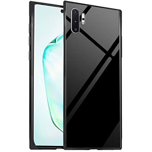 Designed for Samsung Note 10 Plus Cases with Tempered Glass Quality Back+TPU Frame Hybrid Shell,Slim Covers,Anti-Drop, Black