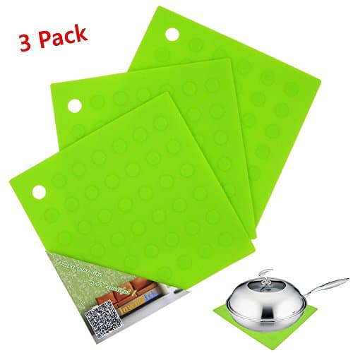 Pot Holder (3 Pack), Multipurpose Silicone Heat Resistant Trivets for Jar Opener, Hot Mat, Placemats, Hot Pad, Coaster, Cup Spoon Rest Mat by InwildTek