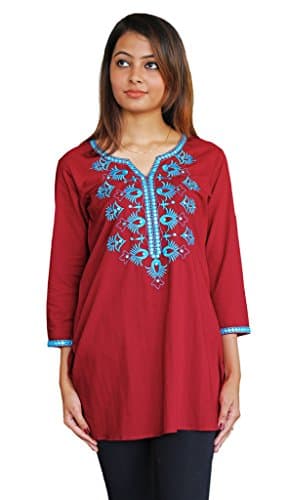 Ivy Embroidered Block Printed or Solid Pure Cotton Tunic, Top, Kurti, Shirt, Blouse