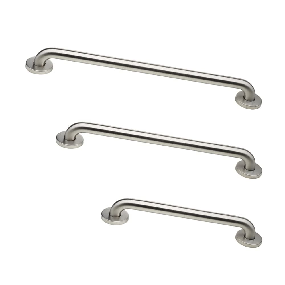 Grab Bar Bundle - ADA Compliance - 1.5" Diameter - 18", 36", 42" Lengths - Pack of 3 - Brushed Stainless, Toilet Grab Bars for Commercial Restrooms and Grab Bars for Shower