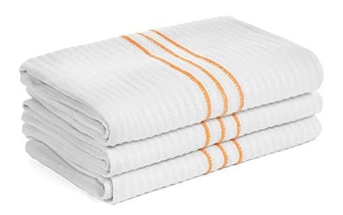 3 Pack-Professional Grade 32 Oz. Terry Cotton Bar Mop Towels-White with Gold Stripe