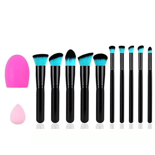 Makeup Brushes Set 10pcs Premium Lip Makeup Brush Kit Professional Face Eye Shadow Eyeliner Foundation Cosmetic Blending Brush Tool with 1pc Pink Makeup Sponge Brush Egg Cleaner