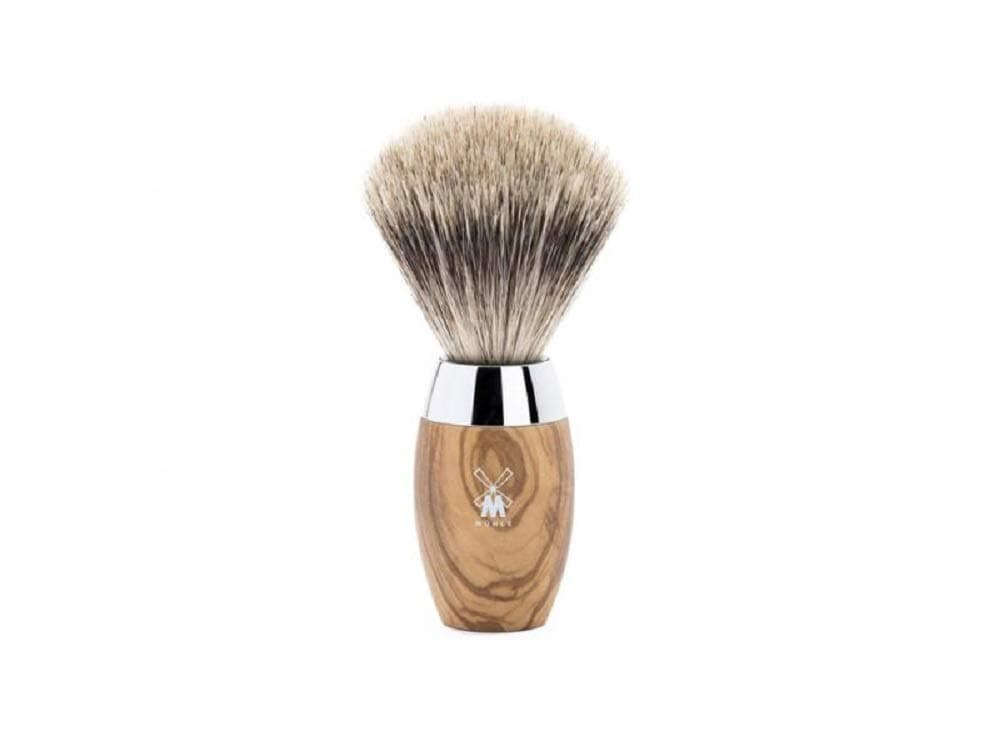Muhle Kosmo Range Pure Grey Badger Brush Diameter 21 mm Fine Olive Wood