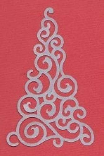 Silver Shimmer Swirl Christmas Tree Die Cuts - 4pc