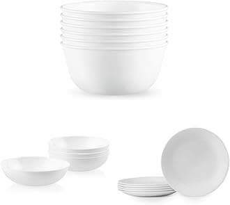 Corelle Vitrelle 28-oz Soup/Cereal Bowls Set of 6 & 4-Pc Meal Bowls Set & Vitrelle 6-Piece Salad Plates Set