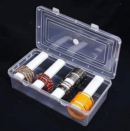 GenericPlastic Crown Bangle Box for Women, Jewellery Storage and Display Box, Chudi Box Organizer for Bangles, Chudi Bracelets, Kada Set, Chuda Set, Wrist Watches (CR22_1), Transparent