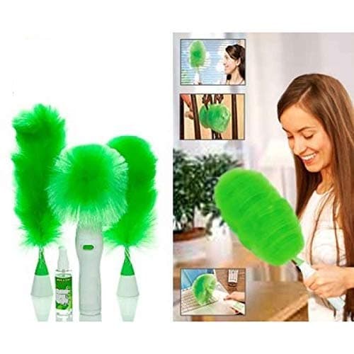 Anva Creative Hand-Held, Sward Go Dust Electric Feather Spin Electronic Motorized Cleaning Brush Set Home Duster (Green)