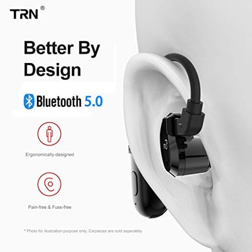Denzar Earphone Adapter,TRN BT20 Bluetooth V5.0 Ear Hook 0.78mm Connector Earphone Bluetooth Adapter, Fastest, Smoothest Audio Streaming (0.75mm)