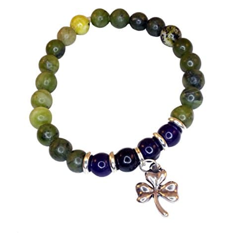 Irish Connemara Marble Amethyst Beaded Bracelet