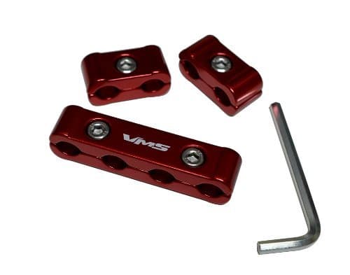 3pc Piece RED Billet Aluminum Spark Plug Cables Separators Dividers Organizers Holders Kit Set Compatible with MSD Magnecor Taylor Accel Moroso GM DUI Ultra Ice BBM Flame Thrower Screaming Eagle