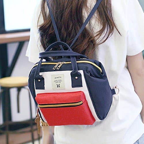 Red white and blue mini portable canvas school printing ring bag supreme backpack women's vintage style size 23*20*15 cm