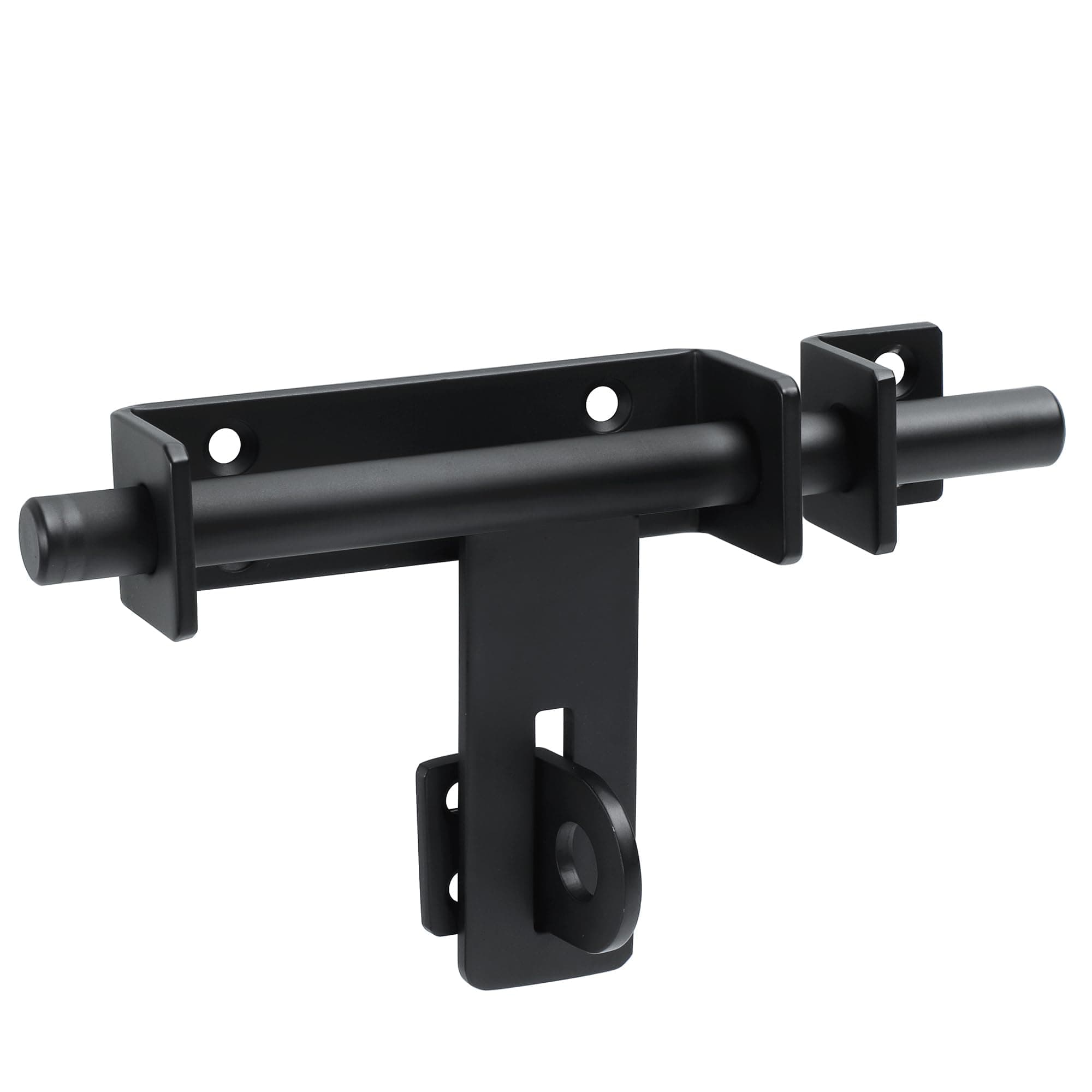 Dual-Sided Heavy-Duty Slide Bolt Latch - Secure Padlock Barrel Bolt for Gates & Doors | Durable SUS304 Stainless Steel, Black Finish | Ideal for Fence Gate Safety & Security
