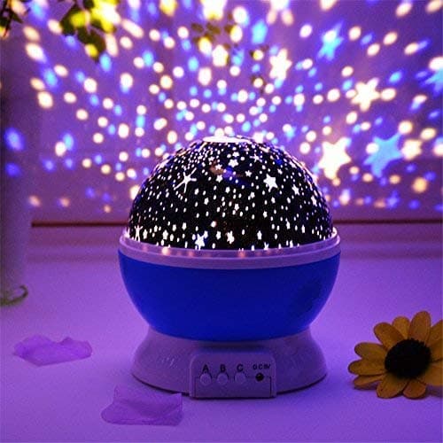 Chocozone Night Light Lamp Projector, Star Light Rotating Projector, Star Projector Lamp with Colors and 360 Degree Moon Star Projection with USB Cable,Lamp for Kids Room (Random Colour)