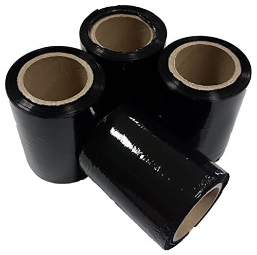 Net4Client 4 Pack Stretch Wrap Rolls Black Inside Diameter 50mm - Parcel Packing Boxes Wrap Cling Film Stretch Rolls Fast Strong Packing Parcel Black Shrink Wrap 100mm 150m 23µm