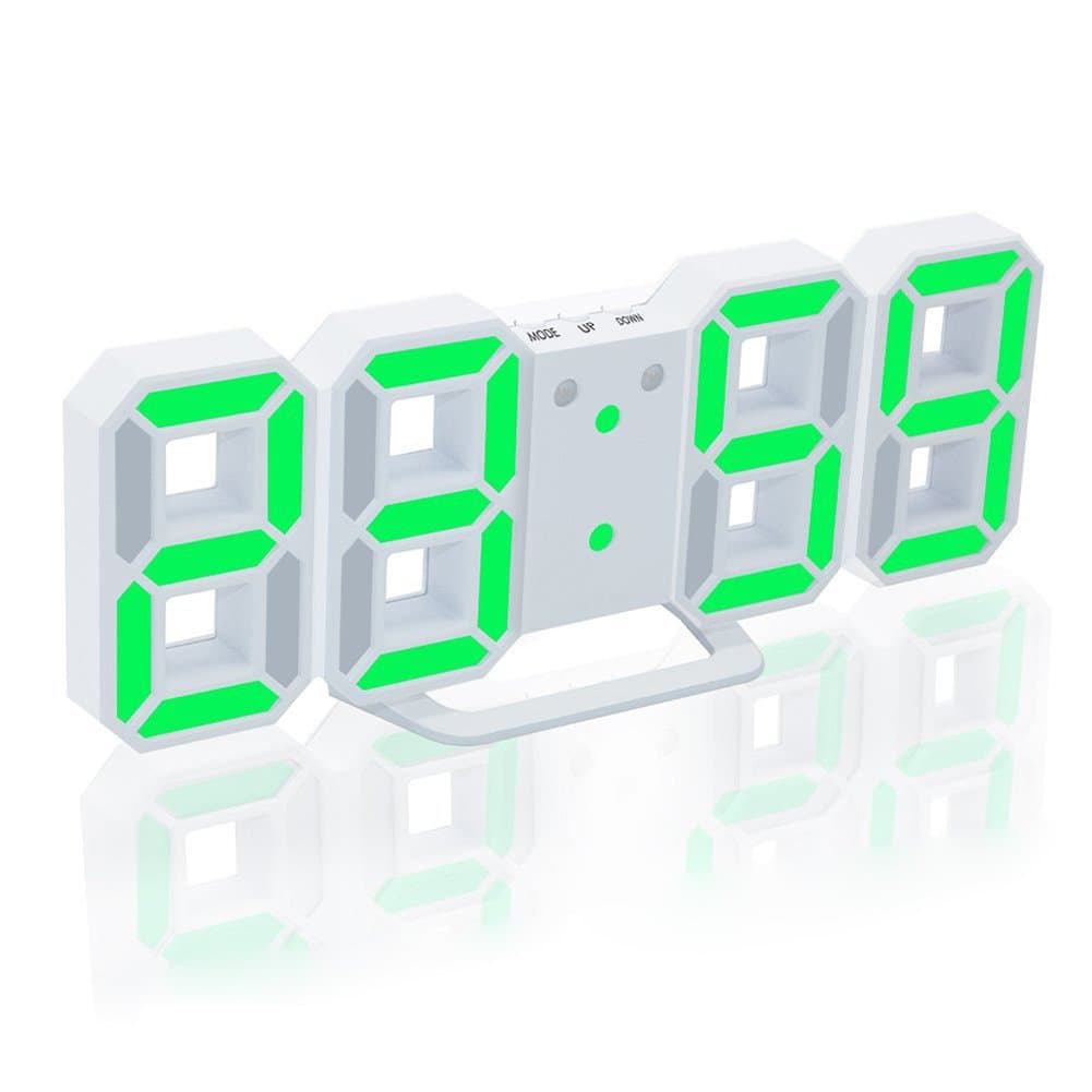 EAAGD Electronic LED Digital Alarm Clock [Upgrade Version] , Clock Can Adjust The LED Brightness Automatically in Night (White/Green)