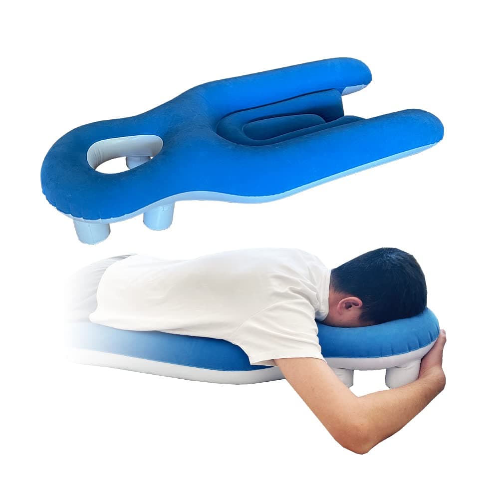 Face Down Pillow After Eye Surgery for Sleeping on Stomach Prone Vitrectomy Retina Surgery Recovery Equipment Donut Pillow for Head Post Eye Surgery Inflatable Prone Cushion Pillow (Blue)