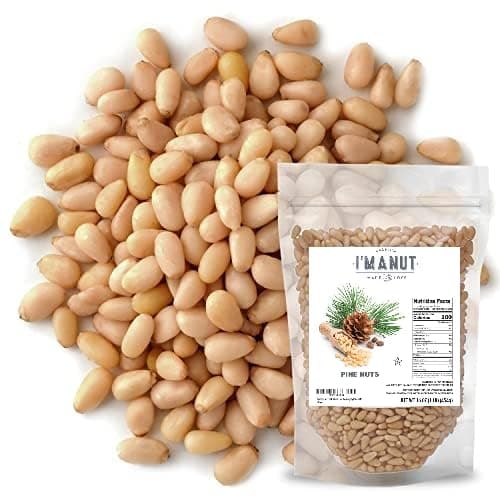 Premium Raw Pine Nuts 16oz (1 lb.) Non-GMO, No Additives Batch Tested Gluten & Peanut Free, Resealable Pouch for Freshness, Unsalted Pine Nuts - Perfect for Pesto, Salads, Gourmet Cooking and Baking