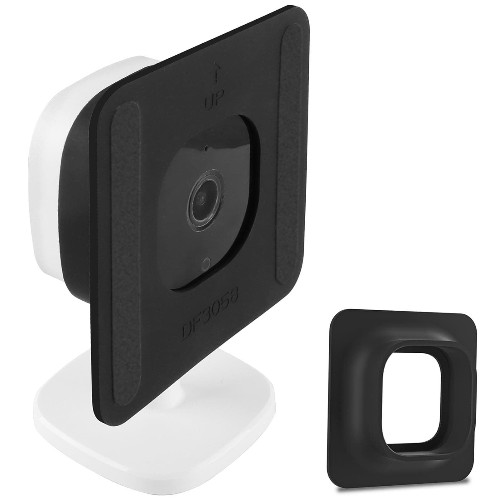Silicone Protector Glass Mount Bracket Compatible with Eufy Indooor C24 Tapo TC60/C110/C100 VHB Stick On No Driling Holder Security Camera Indoor Protective Mount (Black 1 Pack)