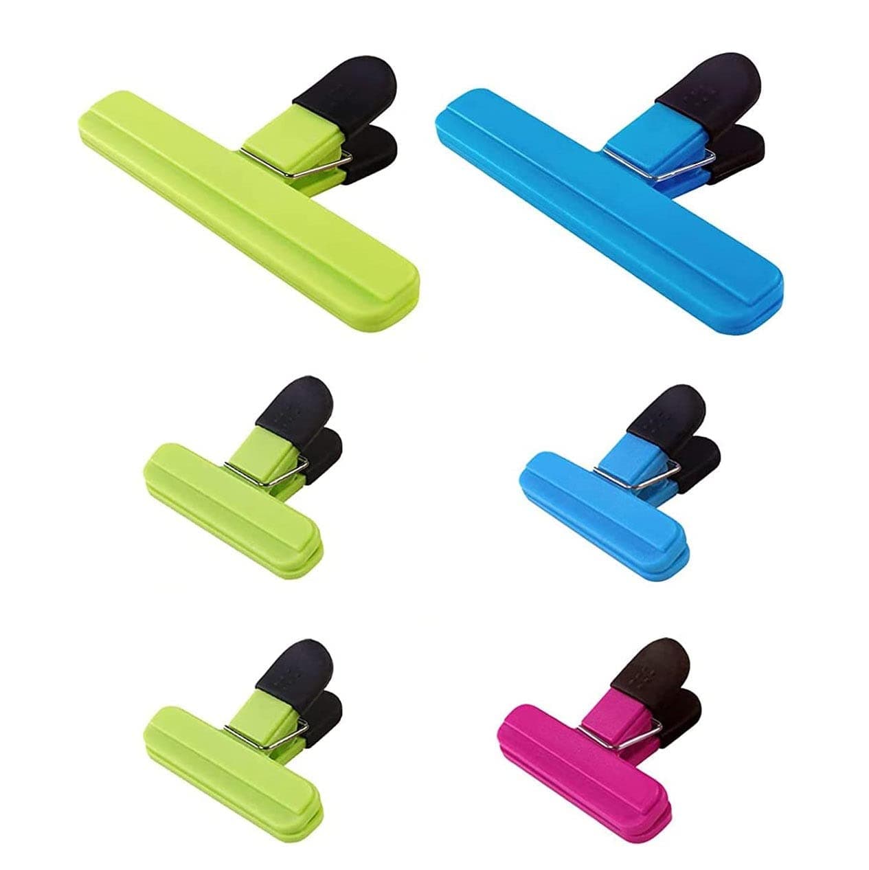 6-Piece Heavy Duty Large Chip Bag Clips - Reusable Plastic Food Seal Clips for Coffee, Vegetables, Food & Snack Bags - Home & Kitchen