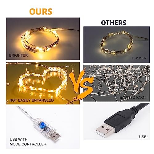Fairy Lights 66 ft 200 LED USB Twinkle String Lights Plug in Silver Wire Lights with Remote and Timer 8 Modes Waterproof Starry Lights DIY Party Wedding（Warm White） (Siuholi-1)