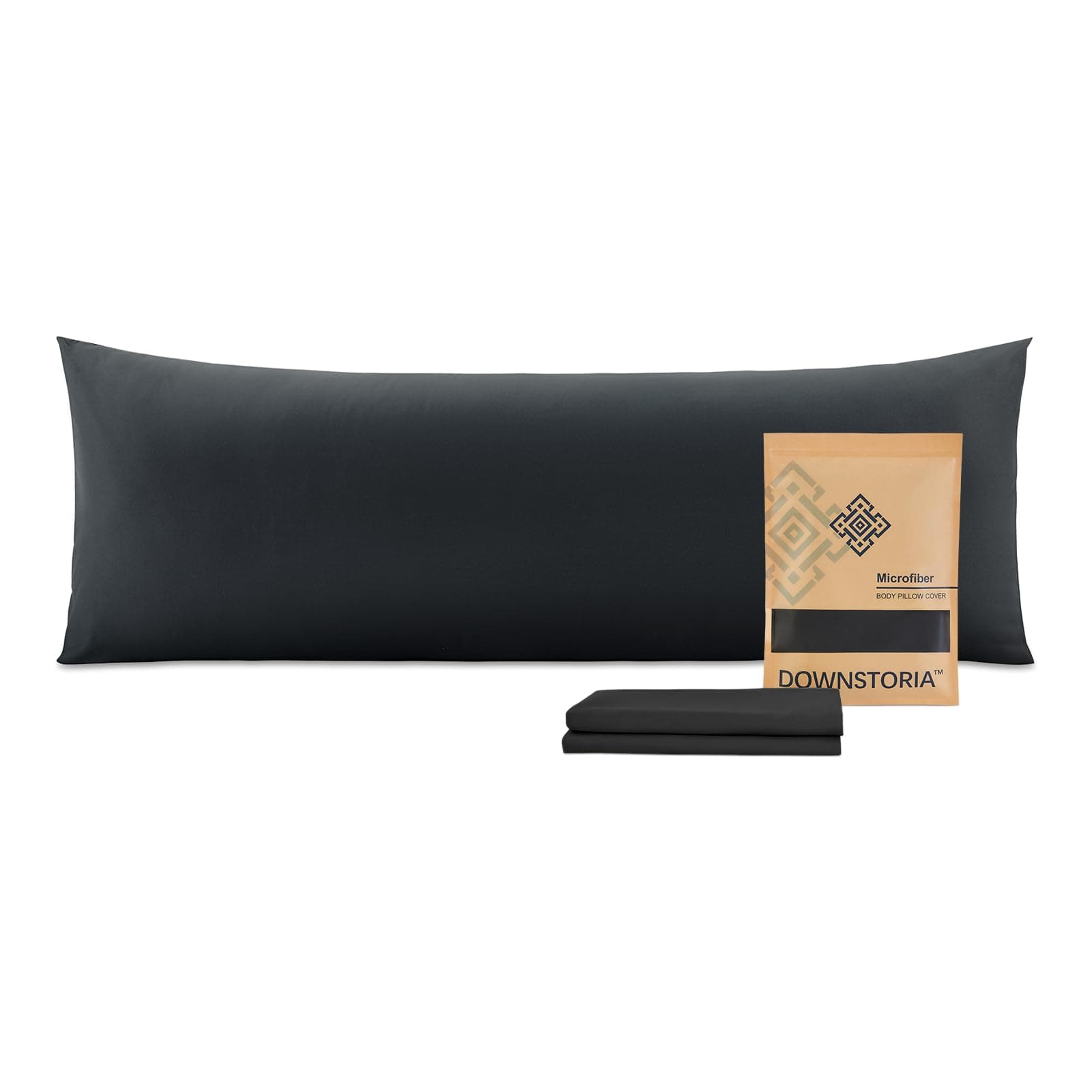 DOWNSTORIA Body Pillow Cover, Ultra Soft Microfiber Long Pillowcase, Envelope Closure Large Pillow Cases 20x54 inch (Black)