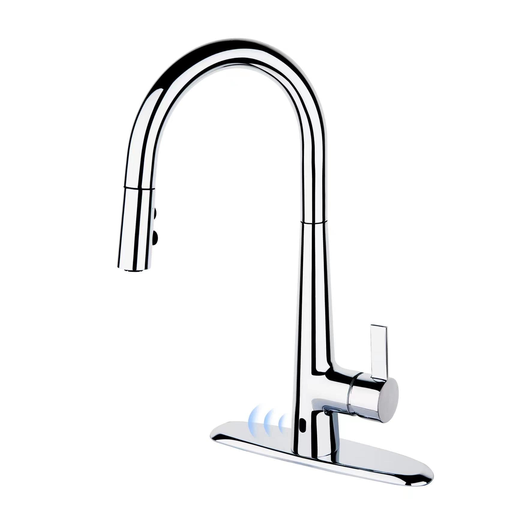 IMHOMII Touchless Kitchen Faucet with Pull Down Sprayer, Lead-Free Smart Motion Sensor Activated Kitchen Sink Faucet 360 Degree Swivel High Spout Hands Free Single Handle, Chrome